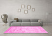 Machine Washable Oriental Pink Traditional Rug in a Living Room, wshabs2869pnk