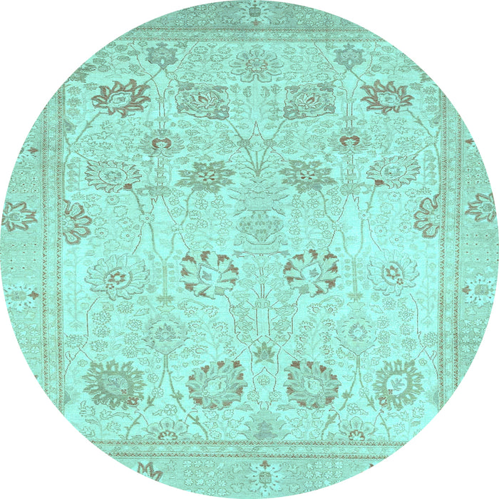 Round Oriental Light Blue Traditional Rug, abs2869lblu