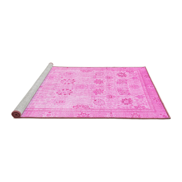 Sideview of Machine Washable Oriental Pink Traditional Rug, wshabs2869pnk