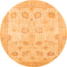 Round Oriental Orange Traditional Rug, abs2869org