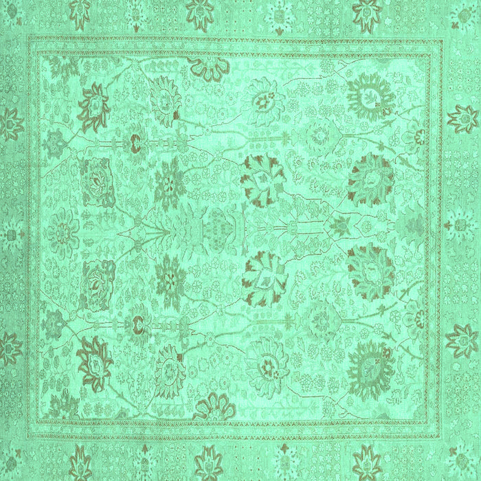 Square Machine Washable Oriental Turquoise Traditional Area Rugs, wshabs2869turq