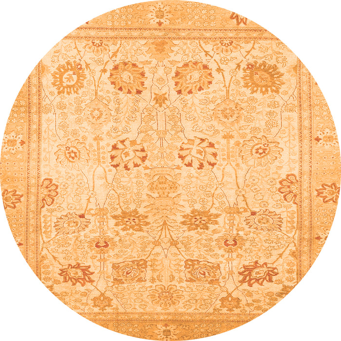 Round Machine Washable Oriental Orange Traditional Area Rugs, wshabs2869org