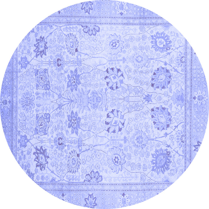 Round Machine Washable Oriental Blue Traditional Rug, wshabs2869blu