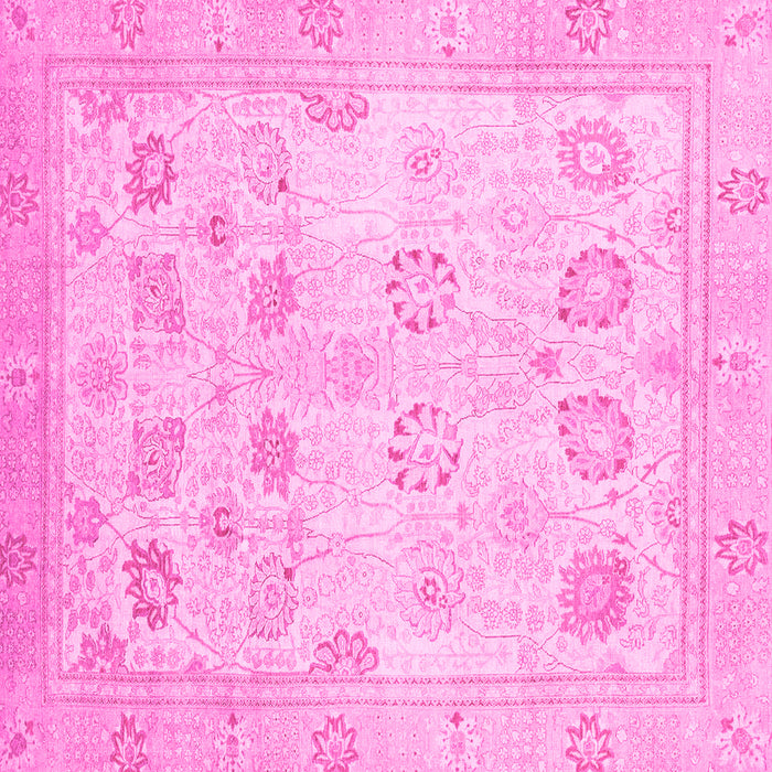 Square Machine Washable Oriental Pink Traditional Rug, wshabs2869pnk