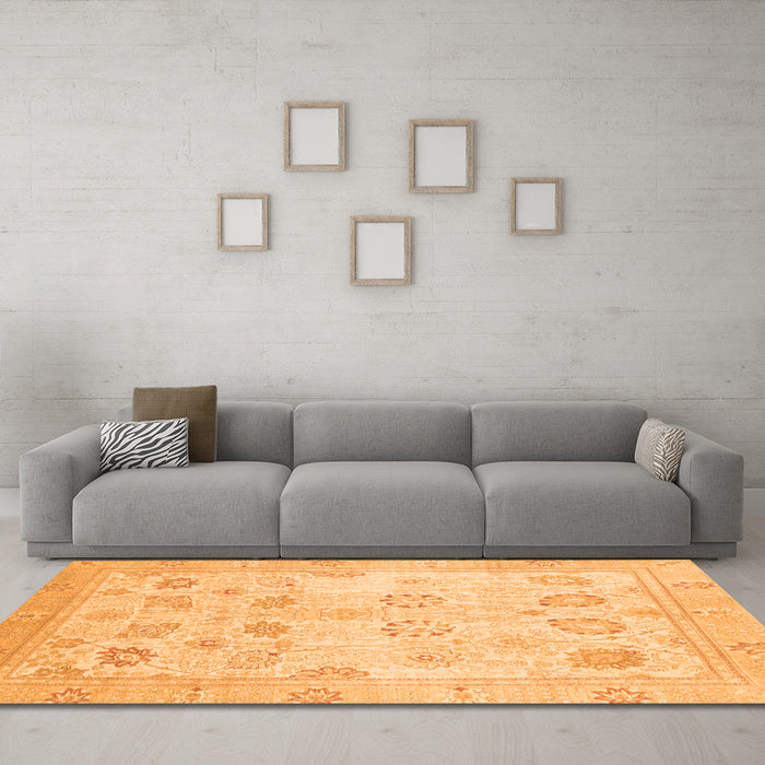 Machine Washable Oriental Orange Traditional Area Rugs in a Living Room, wshabs2869org