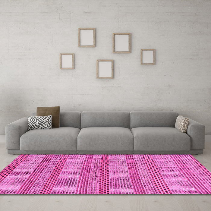 Machine Washable Oriental Pink Modern Rug in a Living Room, wshabs286pnk