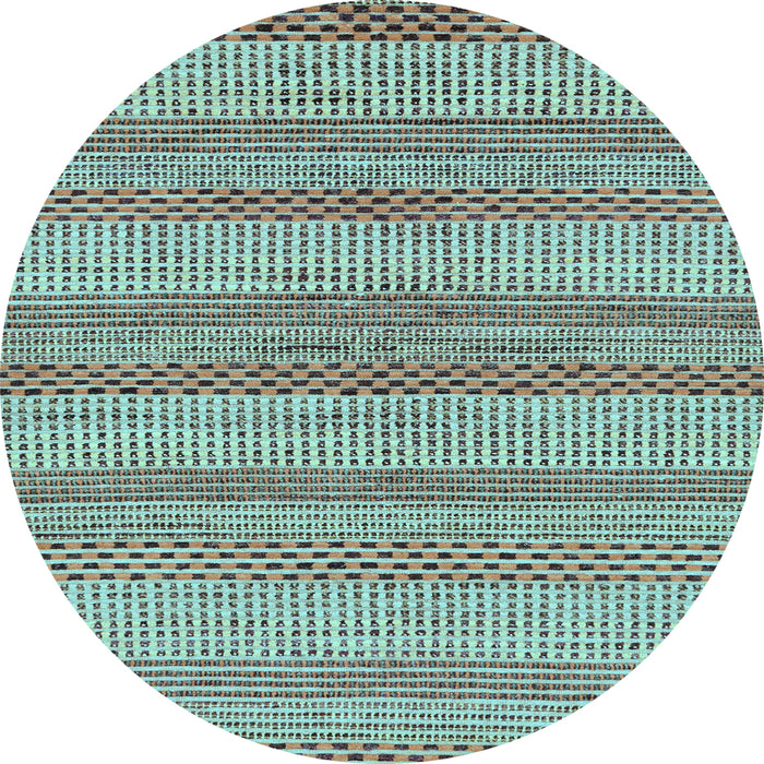 Round Machine Washable Oriental Light Blue Modern Rug, wshabs286lblu
