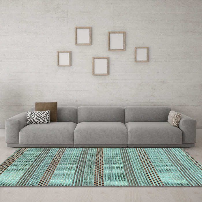 Machine Washable Oriental Light Blue Modern Rug in a Living Room, wshabs286lblu