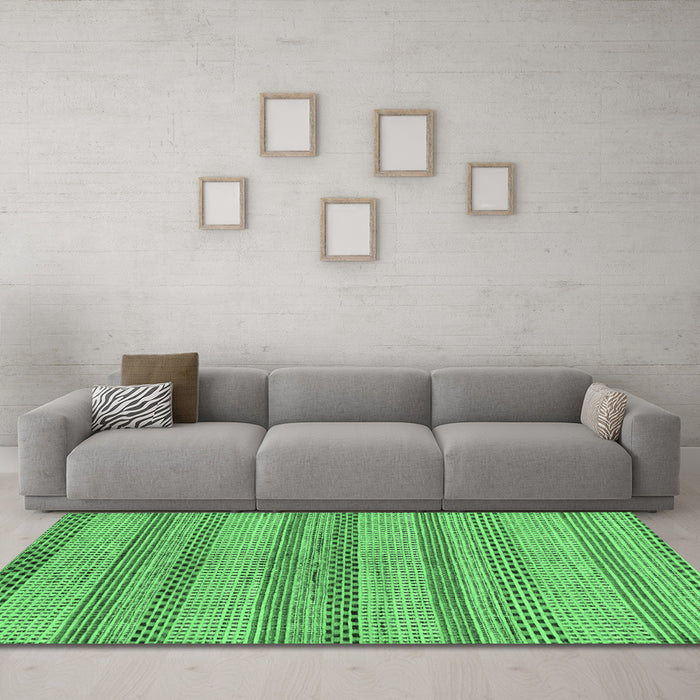 Machine Washable Oriental Emerald Green Modern Area Rugs in a Living Room,, wshabs286emgrn