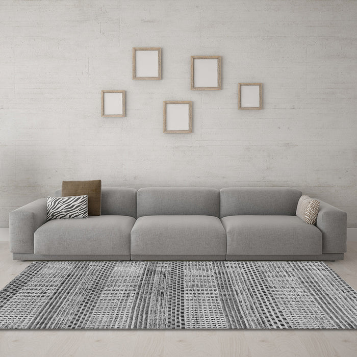 Machine Washable Oriental Gray Modern Rug in a Living Room,, wshabs286gry
