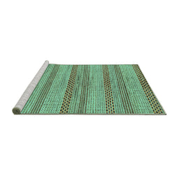 Sideview of Machine Washable Oriental Turquoise Modern Area Rugs, wshabs286turq