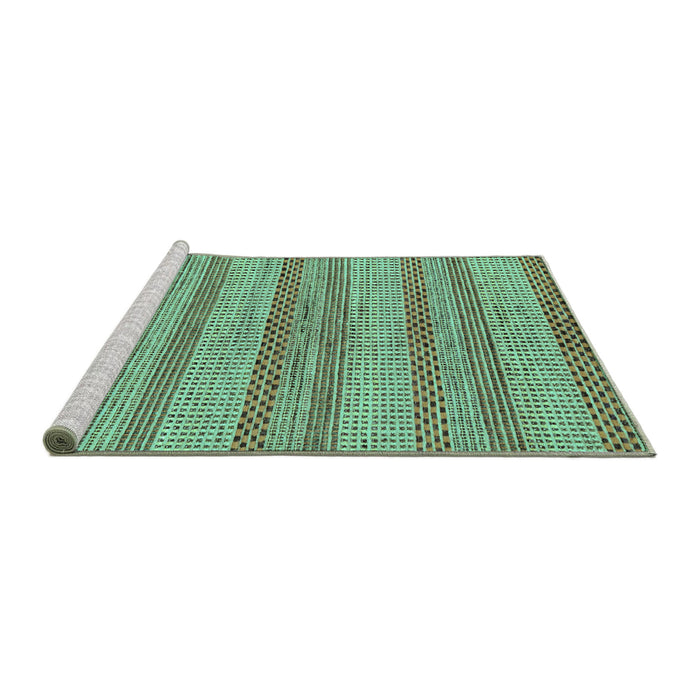 Sideview of Machine Washable Oriental Turquoise Modern Area Rugs, wshabs286turq