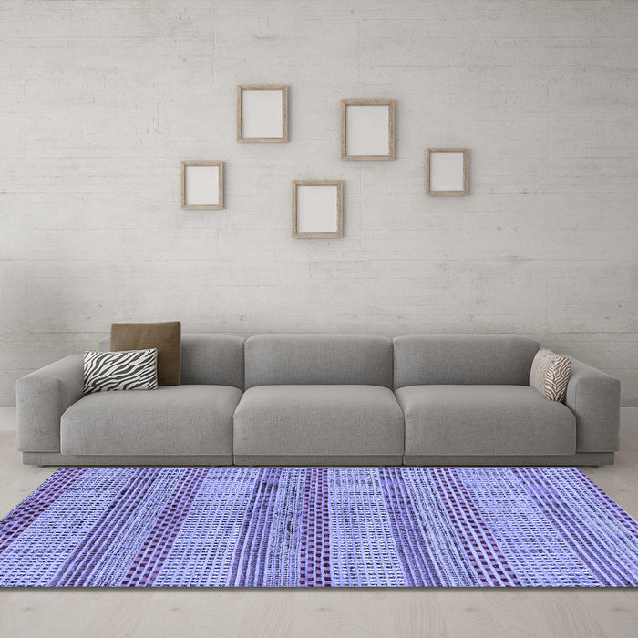 Machine Washable Oriental Blue Modern Rug in a Living Room, wshabs286blu