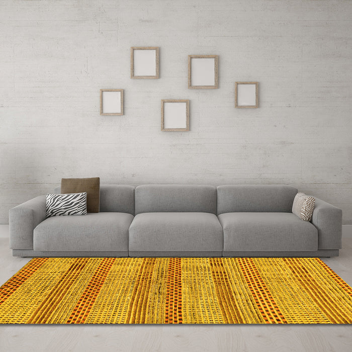 Machine Washable Oriental Yellow Modern Rug in a Living Room, wshabs286yw