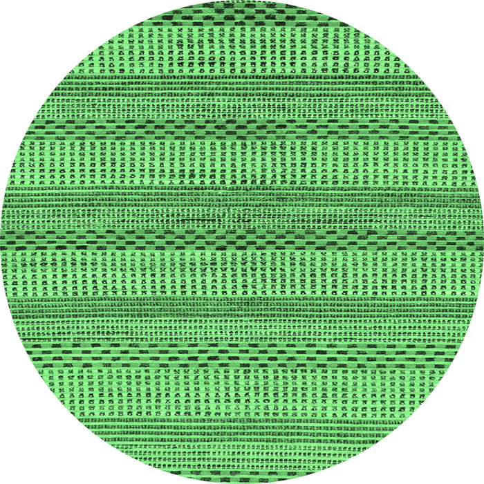 Round Machine Washable Oriental Emerald Green Modern Area Rugs, wshabs286emgrn