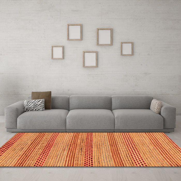 Machine Washable Oriental Orange Modern Area Rugs in a Living Room, wshabs286org