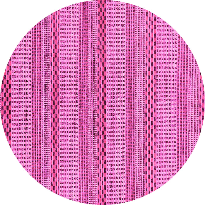 Round Machine Washable Oriental Pink Modern Rug, wshabs286pnk