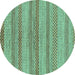 Round Oriental Turquoise Modern Rug, abs286turq