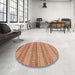 Round Machine Washable Abstract Red Rug in a Office, wshabs286