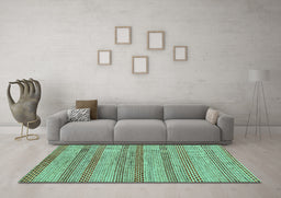 Machine Washable Oriental Turquoise Modern Area Rugs in a Living Room,, wshabs286turq