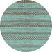 Round Oriental Light Blue Modern Rug, abs286lblu