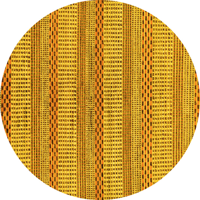Round Machine Washable Oriental Yellow Modern Rug, wshabs286yw