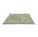 Sideview of Machine Washable Abstract Khaki Green Rug, wshabs2870