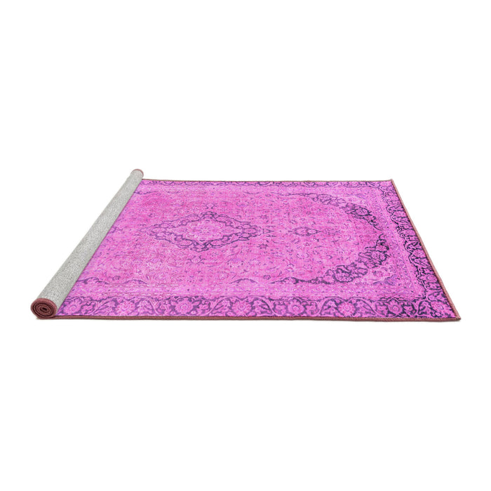 Sideview of Machine Washable Abstract Pink Modern Rug, wshabs2870pnk