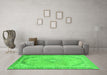 Machine Washable Abstract Green Modern Area Rugs in a Living Room,, wshabs2870grn