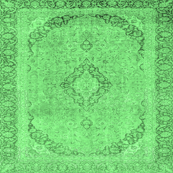 Square Machine Washable Abstract Emerald Green Modern Area Rugs, wshabs2870emgrn
