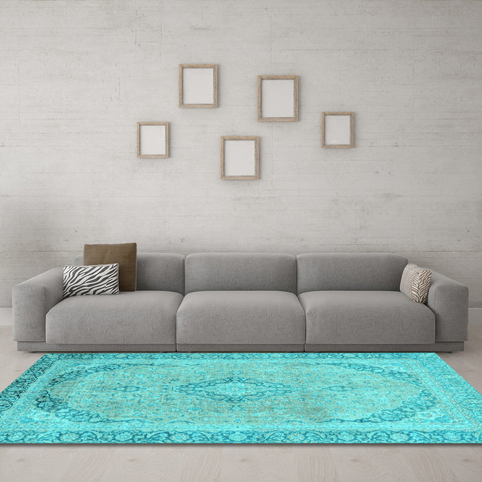 Machine Washable Abstract Light Blue Modern Rug in a Living Room, wshabs2870lblu