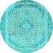 Round Abstract Light Blue Modern Rug, abs2870lblu