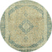 Round Abstract Khaki Green Modern Rug, abs2870