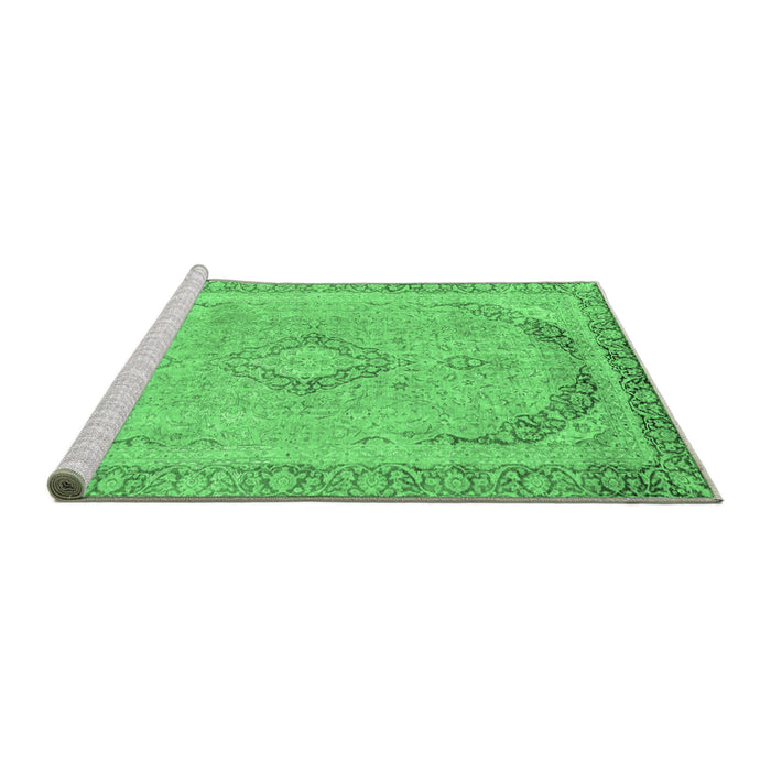 Sideview of Machine Washable Abstract Emerald Green Modern Area Rugs, wshabs2870emgrn