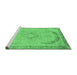 Sideview of Machine Washable Abstract Emerald Green Modern Area Rugs, wshabs2870emgrn