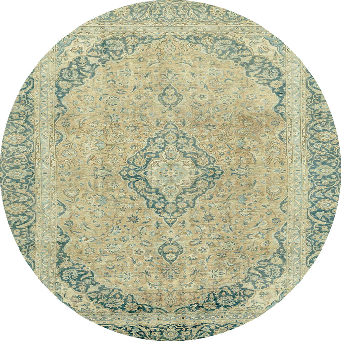 Round Machine Washable Abstract Khaki Green Rug, wshabs2870