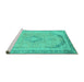 Sideview of Machine Washable Abstract Turquoise Modern Area Rugs, wshabs2870turq