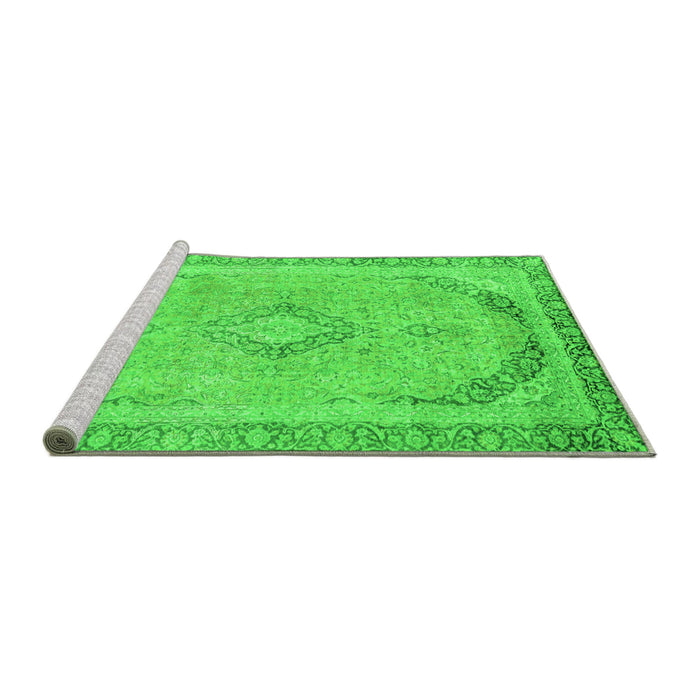 Sideview of Machine Washable Abstract Green Modern Area Rugs, wshabs2870grn