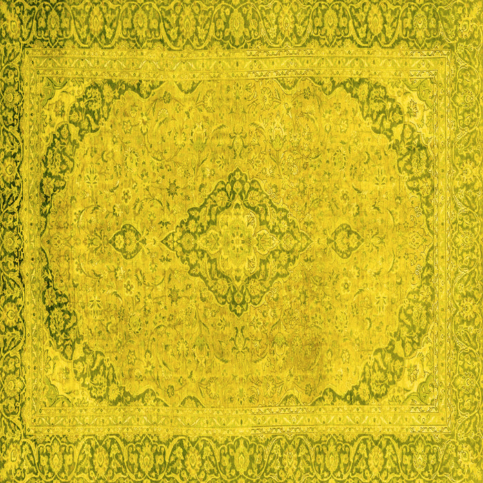 Square Abstract Yellow Modern Rug, abs2870yw