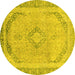 Round Machine Washable Abstract Yellow Modern Rug, wshabs2870yw