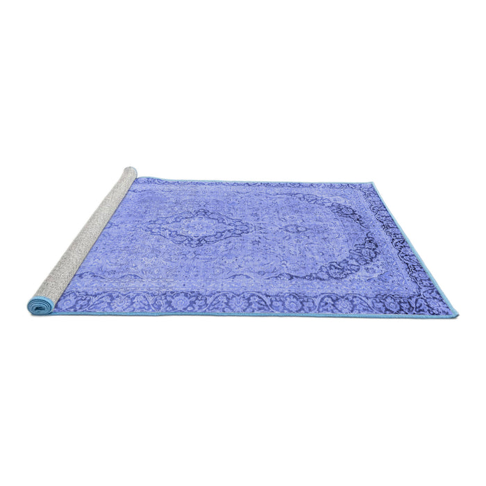 Sideview of Machine Washable Abstract Blue Modern Rug, wshabs2870blu