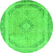 Round Abstract Green Modern Rug, abs2870grn