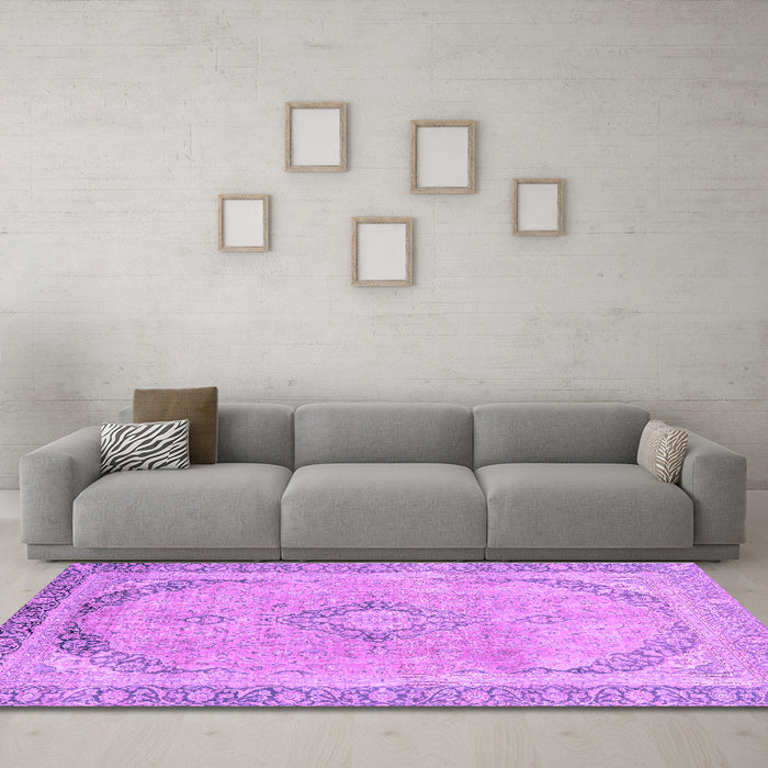 Machine Washable Abstract Purple Modern Area Rugs in a Living Room, wshabs2870pur
