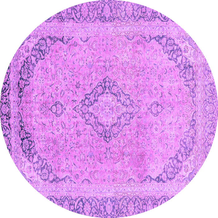 Round Machine Washable Abstract Purple Modern Area Rugs, wshabs2870pur