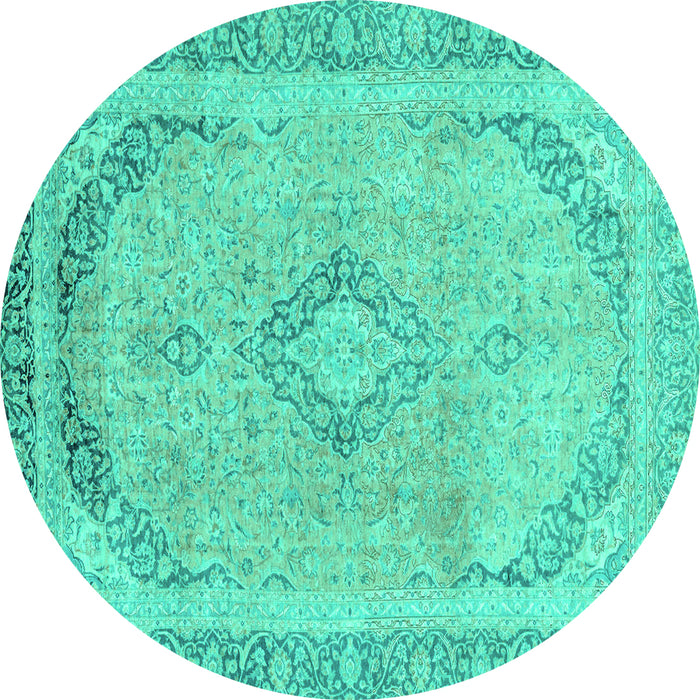 Round Abstract Turquoise Modern Rug, abs2870turq