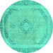 Round Abstract Turquoise Modern Rug, abs2870turq