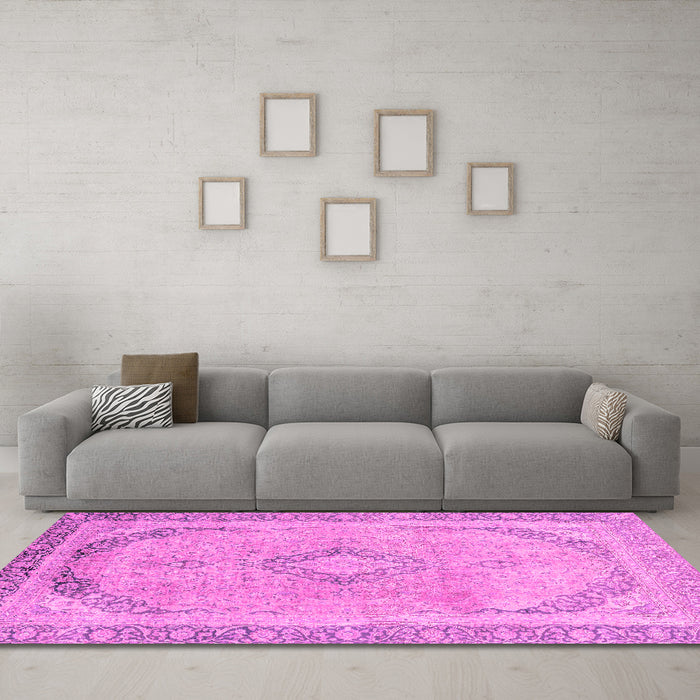 Machine Washable Abstract Pink Modern Rug in a Living Room, wshabs2870pnk