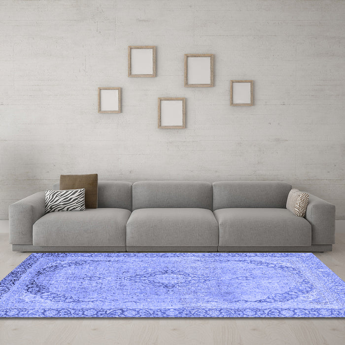 Machine Washable Abstract Blue Modern Rug in a Living Room, wshabs2870blu