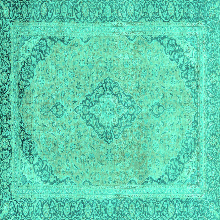 Square Abstract Turquoise Modern Rug, abs2870turq