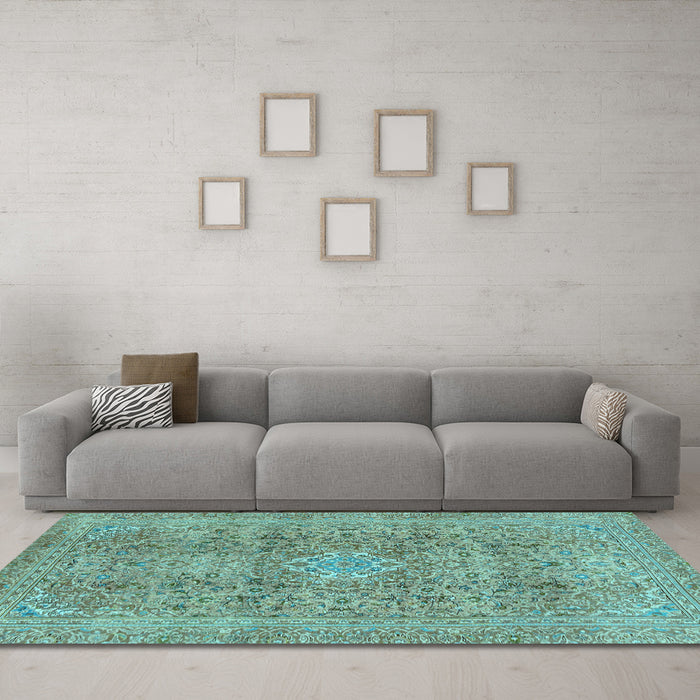 Machine Washable Abstract Light Blue Modern Rug in a Living Room, wshabs2871lblu